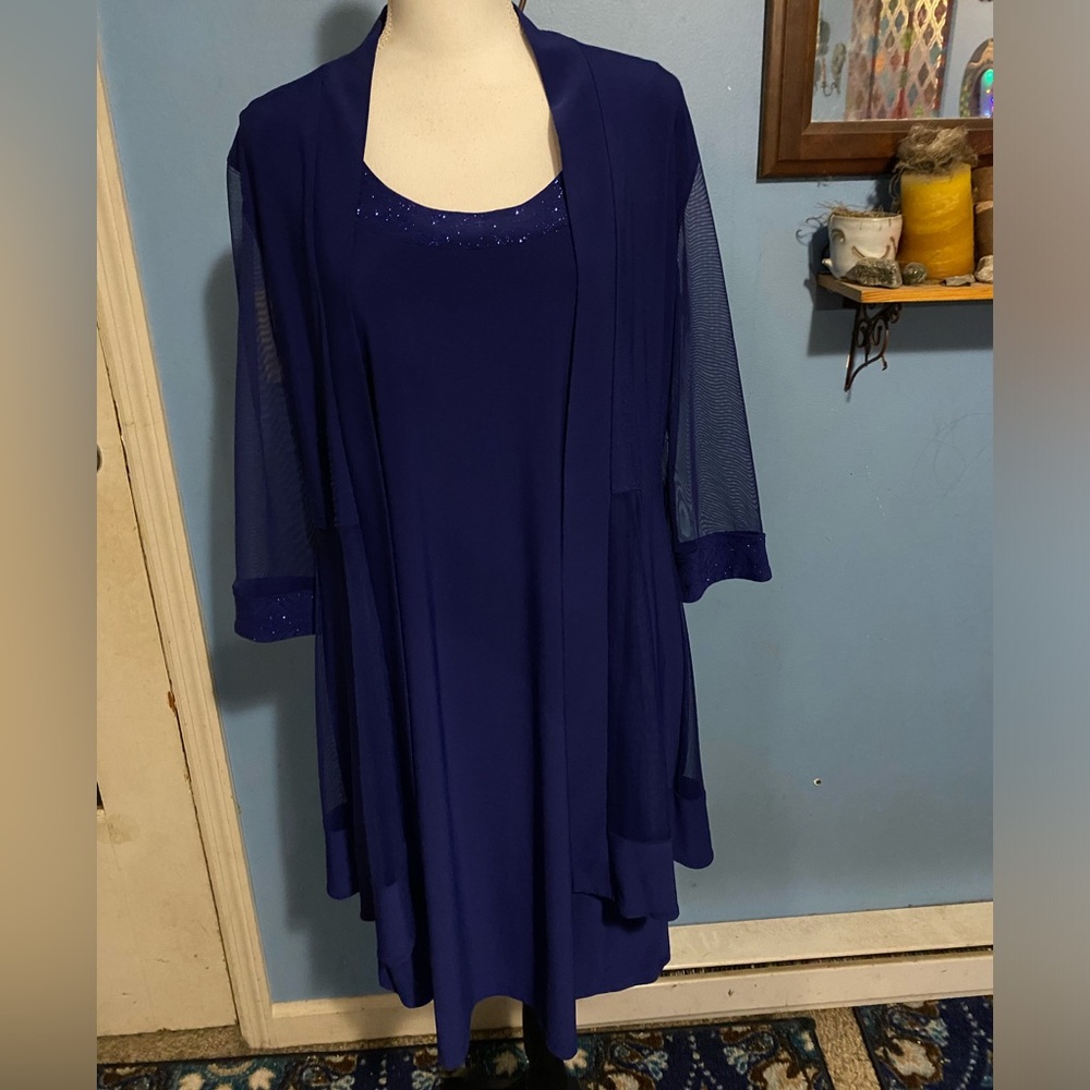 db, 2 Piece, Formal, Royal Blue, Dress & Cardigan